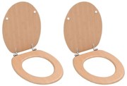 vidaXL Assentos de sanita 2 pcs com tampas MDF design bambu