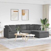 vidaXL Sofá modular c/ pufes almofadas tecido corduroy cinzento-escuro
