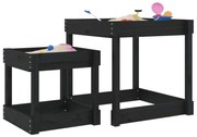 vidaXL Mesas de areia 2 pcs madeira de pinho maciça preto