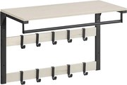Wall-mounted coat rack with shelf and 10 removable hooks | VASAGLE | 65 x 30 x 42 cm | branco rústico|preto carvão | LCR101W03.