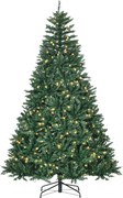 HOMCOM Árvore de Natal Artificial 210 cm com 700 LED Branco Quente, 2154 Pontas e Base Metálica Dobrável - Verde | Aosom Portugal