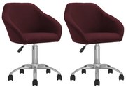 Cadeiras de jantar giratórias 2 pcs tecido roxo