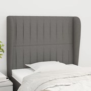 vidaXL Cabeceira cama c/ abas tecido 93x23x118/128 cm cinzento-escuro