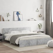 vidaXL Estrutura de cama com cabeceira 200x200 cm cinzento cimento