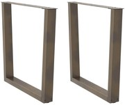 vidaXL Pés para mesa de jantar em formato de V, 2 peças, aço natural, 90x(72-73,3) cm, aço