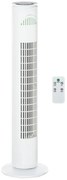 HOMCOM Ventoinha de Coluna com Temporizador de até 10h Oscilação 70° 3 Velocidades e 3 Modos 45W Ø22x77 cm Branco