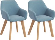 HOMCOM Conjunto de 2 Cadeiras para Mesa de Jantar Modernas Estofadas em Veludo 54x57x80 cm Azul Claro | Aosom Portugal