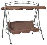 vidaXL Baloiço de jardim convertível com toldo cor café
