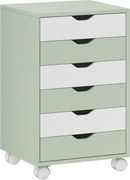 HOMCOM Bloco de Gavetas Móvel Arquivador com 6 Gavetas Suporte para Impressora com Rodas 40x35x63 cm Verde e Branco | Aosom Portugal