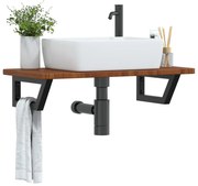 vidaXL Prateleira de parede p/ lavatório aço/madeira carvalho maciça