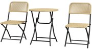 Conjunto de Mesa e Cadeiras de Jardim de Vime Conjunto de 3 Peças Móve