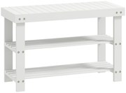 HOMCOM Banco Sapateira de Bambu Organizador de Sapatos com 2 Prateleiras para 6-9 Pares de Sapatos 70x28x45 cm Branco | Aosom Portugal