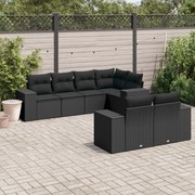 vidaXL 7 pcs conjunto de sofás p/ jardim c/ almofadões vime PE preto