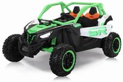 Carro elétrico para Crianças 24V 4x4 2 Lugares Buggy SR SUPER 66 Rodas de espuma EVA, Assento Couro Verde