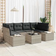 vidaXL Conjunto de Sofá de Jardim de 7 Peças com Almofadas Cinza Claro em Rattan Sintético