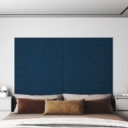 vidaXL Painel de parede 12 pcs 90x15 cm veludo 1,62 m² azul