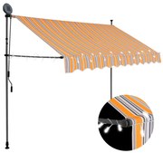 Toldo retrátil manual com LED 250 cm amarelo e azul