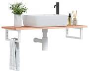 vidaXL Prateleira de parede p/ lavatório aço/madeira carvalho maciça