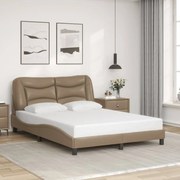 vidaXL Estrutura cama cabeceira 140x200 cm couro artificial cappuccino