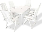 vidaXL Conjunto de jantar de exterior 7 pcs plástico branco