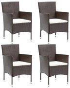 vidaXL Cadeiras de jantar para jardim 4 pcs vime PE castanho