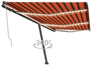 vidaXL Toldo autom. LED e sensor de vento 600x300 cm laranja/castanho
