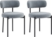 HOMCOM Conjunto de 2 Cadeiras de Sala de Jantar com Encosto em Tecido Pernas em Aço 51x51x76 cm Cinza | Aosom Portugal