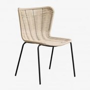 Pack De 4 Cadeiras De Jantar Empilháveis Em Ferro E Corda Entrançada Keiller Natural - Sklum
