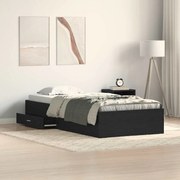 vidaXL Cama Preto Carvalho 100x200 cm Madeira de engenharia