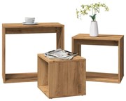 vidaXL Mesas de encastrar 3pcs derivados de madeira carvalho artisiano