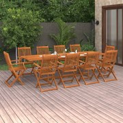 vidaXL 11 pcs conjunto de jantar para jardim 280x90x75cm acácia maciça