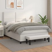 vidaXL Cama com molas/colchão 140x190 cm couro artificial branco