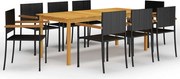 vidaXL 9 pcs conjunto de jantar para jardim preto