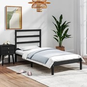 vidaXL Estrutura cama pequena solteiro 75x190 cm madeira maciça preto