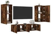vidaXL 4pcs móveis parede p/ TV c/ LEDs deriv. madeira carvalho fumado