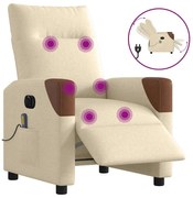 vidaXL Poltrona de massagens reclinável elétrica tecido creme