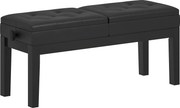 HOMCOM Banco para Piano Regulável em Altura 48-58 cm com Arrumação para 2 Pessoas, Assento Acolchoado em PU, Pés de Madeira, Preto | Aosom Portugal