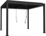 Outsunny Pergola 3x3 m Cobertura de terraço em Alumínio com Iluminação LED Controle Remoto Telhado de Lâminas Ajustável | Aosom Portugal