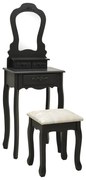 Conj. toucador com banco 50x59x136 cm madeira paulownia preto