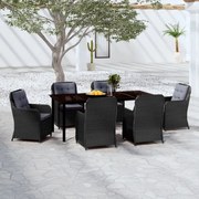 7 pcs conjunto de jantar para jardim preto