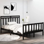 Estrutura de cama dupla 135x190 cm madeira maciça preto