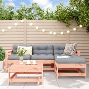 vidaXL 5 pcs conj. lounge jardim com almofadões madeira douglas maciça