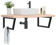 vidaXL Prateleira de parede p/ lavatório aço/madeira carvalho maciça