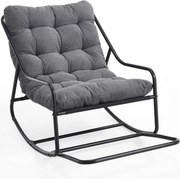 Cadeira de baloiço para exterior com almofada de conforto, para sala de estar, quarto, sala de leitura, 75x116x82 cm, Cinzento| AOSOM Portugal