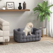 Cama para Cães ou gatos Pequenos Cama para Animais de Estimação com 2 Almofadas e Base Antiderrapante 70x50x30 cm Cinza