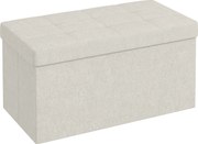 HOMCOM Banco com Armazenamento 84 L Banco de Arrumação Dobrável 76x38x38 cm Estofado em Linho Sintético Creme | Aosom Portugal