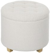 HOMCOM Puff de Armazenamento Banco de Armazenamento Redondo 40,5L 45x45x41 cm Estofado em Borreguito Banco Apoia-Pés Branco | Aosom Portugal