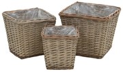 vidaXL Cestos para vasos 3 pcs vime com forro em PE