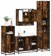 vidaXL 4pcs conjunto de móveis WC derivados de madeira carvalho fumado