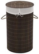 vidaXL Cesto redondo para roupa suja bambu castanho escuro